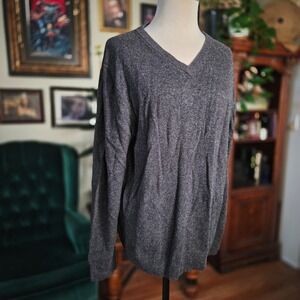 Quince V Neck Sweater Gray 100% Mongolian Cashmere Mens Large Pullover Knit Top